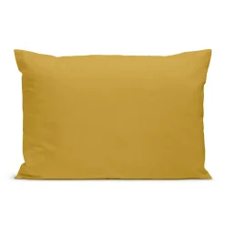 Bleu Calin Taie d'oreiller unie 50x75cm PERCALE MOUTARDE