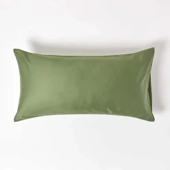 Homescapes Taie d'oreiller vert mousse en coton égyptien bio 400 fils, 50x90 cm -