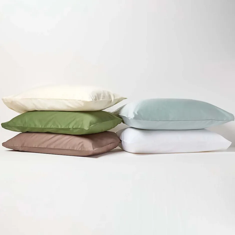 Homescapes Taie d'oreiller vert mousse en coton égyptien bio 400 fils, 40x80 cm -