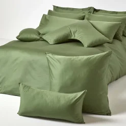 Homescapes Taie d'oreiller vert mousse en coton égyptien bio 400 fils, 40x40 cm - Clearance