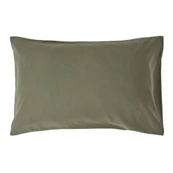 Homescapes Taie d'oreiller vert mousse en lin lavé, 50x75 cm -