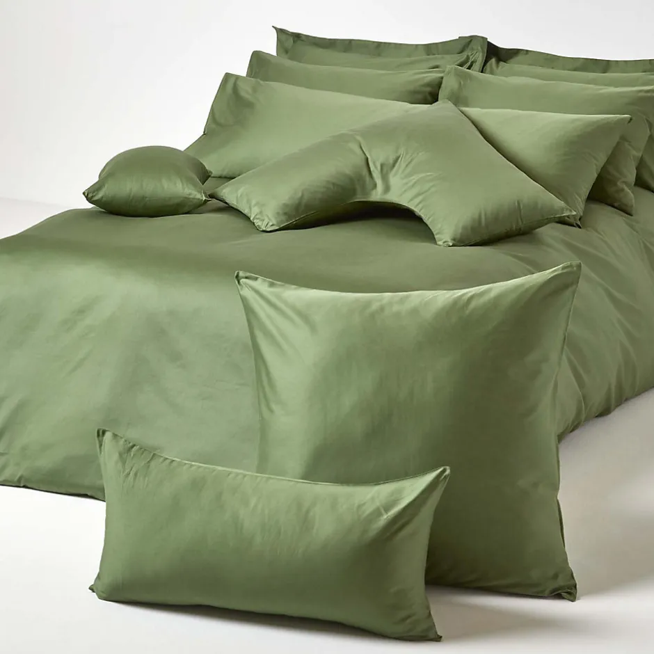 Homescapes Taie d'oreiller vert mousse en coton égyptien bio 400 fils, 60x60 cm -