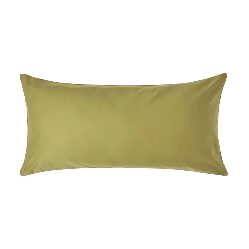 Homescapes Taie d'oreiller vert olive en satin de coton égyptien 1000 fils, 40x80 cm - Online