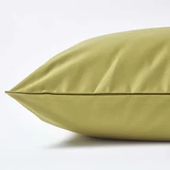Homescapes Taie d'oreiller vert olive en satin de coton égyptien 1000 fils, 80x80 cm - Online