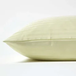 Homescapes Taie d'oreiller vert sauge satin rayé en coton égyptien 330 fils, 80x80 cm - New