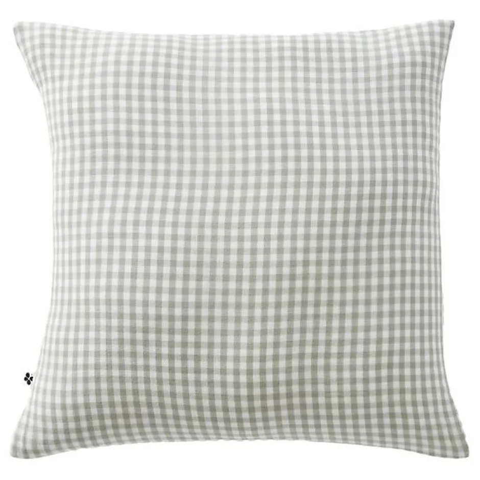 L'Effet Papillon Taie d'oreiller "Vickie" 60 x 60 cm & 50 x 70 cm tissé teint "Gaze de Coton" - Vickie Eucalyptus - Taie d'oreille Discount