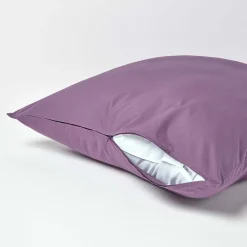 Homescapes Taie d'oreiller violet 100% coton égyptien 200 fils, 60x60 cm -