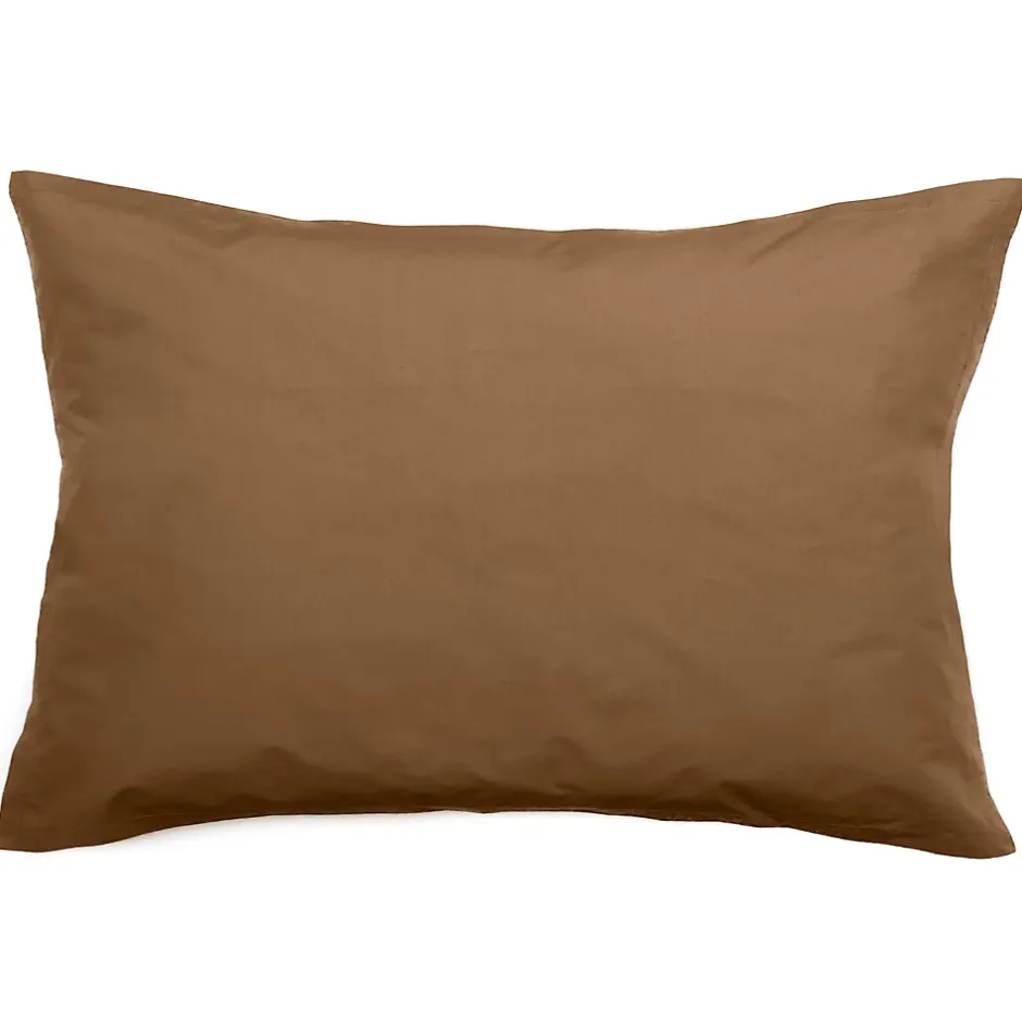 Linnea Taie d'oreiller volants plats 50x70 cm percale MANOIR marron Cognac Sale