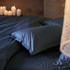 Linnea Taie d'oreiller volants plats 50x70 cm percale MANOIR bleu Marine Discount