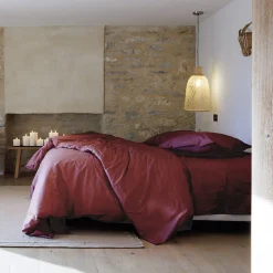 Linnea Taie d'oreiller volants plats 65x65 cm percale MANOIR rouge Carmin