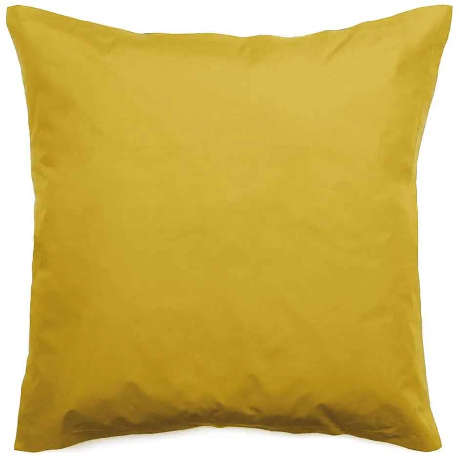 Linnea Taie d'oreiller volants plats 65x65 cm percale MANOIR jaune Moutarde