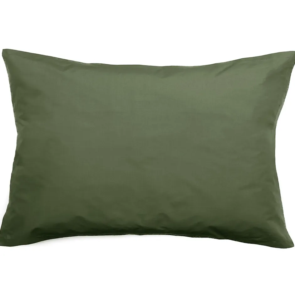 Linnea Taie d'oreiller volants plats 50x70 cm percale MANOIR vert Mousse