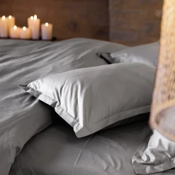 Linnea Taie d'oreiller volants plats 65x65 cm percale MANOIR gris Acier