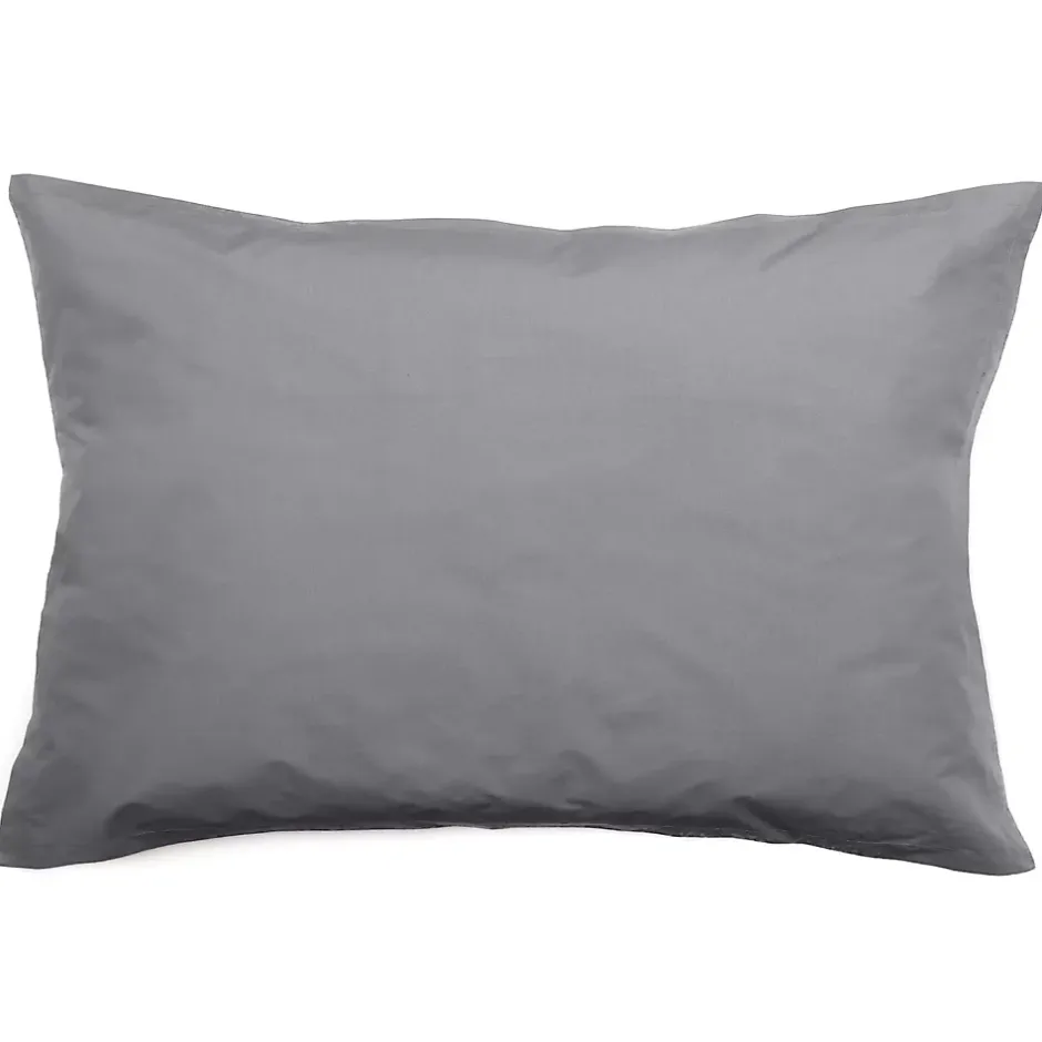Linnea Taie d'oreiller volants plats 50x70 cm percale MANOIR gris Ardoise Discount