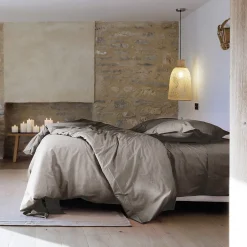 Linnea Taie d'oreiller volants plats 65x65 cm percale MANOIR gris Cendre
