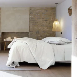 Linnea Taie d'oreiller volants plats 50x70 cm percale MANOIR blanc Neige