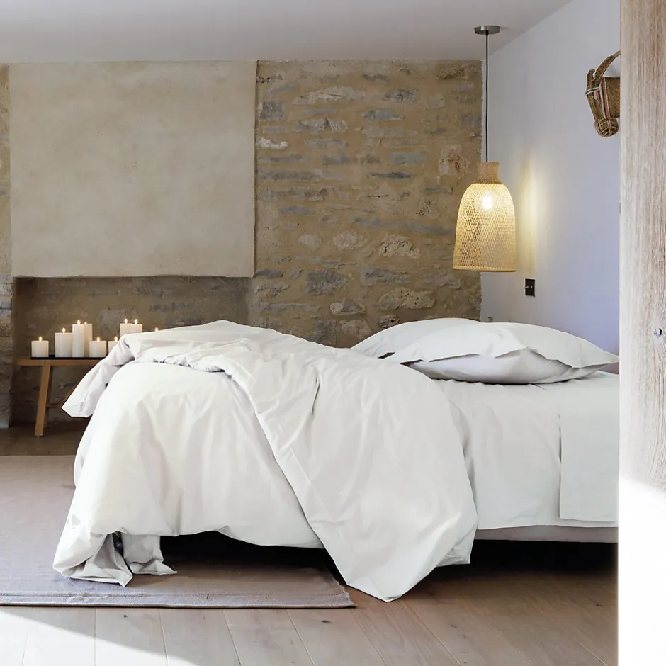 Linnea Taie d'oreiller volants plats 50x70 cm percale MANOIR blanc Neige
