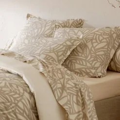 Linnea Taie d'oreiller 65x65 cm coton lavé SERENA géométrique Beige écru