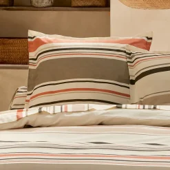 Linnea Taie d'oreiller 65x65 cm coton HUGO beige/corail