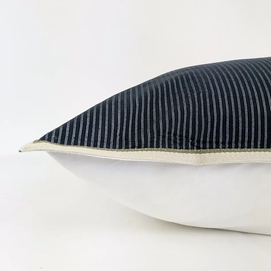 Linnea Taie d'oreiller 65x65 cm coton BRIXTON à rayures noires Best