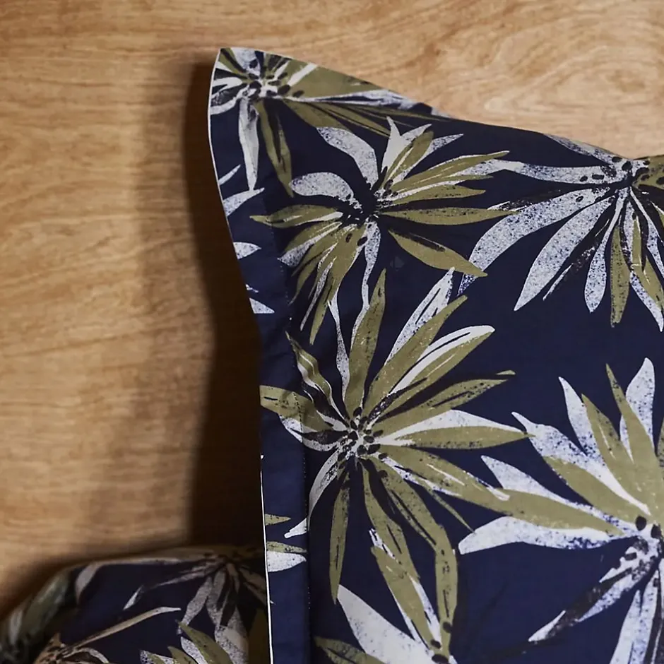 Linnea Taie d'oreiller 65x65 cm en 100% percale de coton EVERLY bleu encre