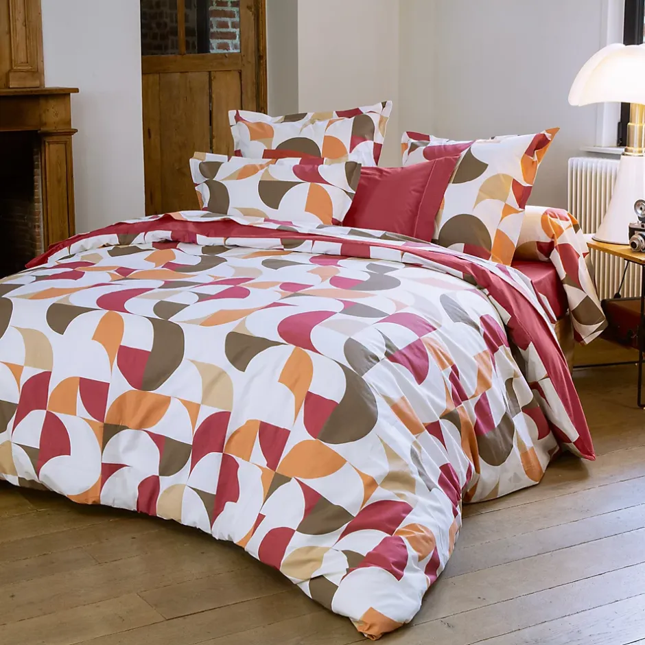 Linnea Taie d'oreiller 65x65 cm en 100% percale de coton MODULO blanc acajou Online