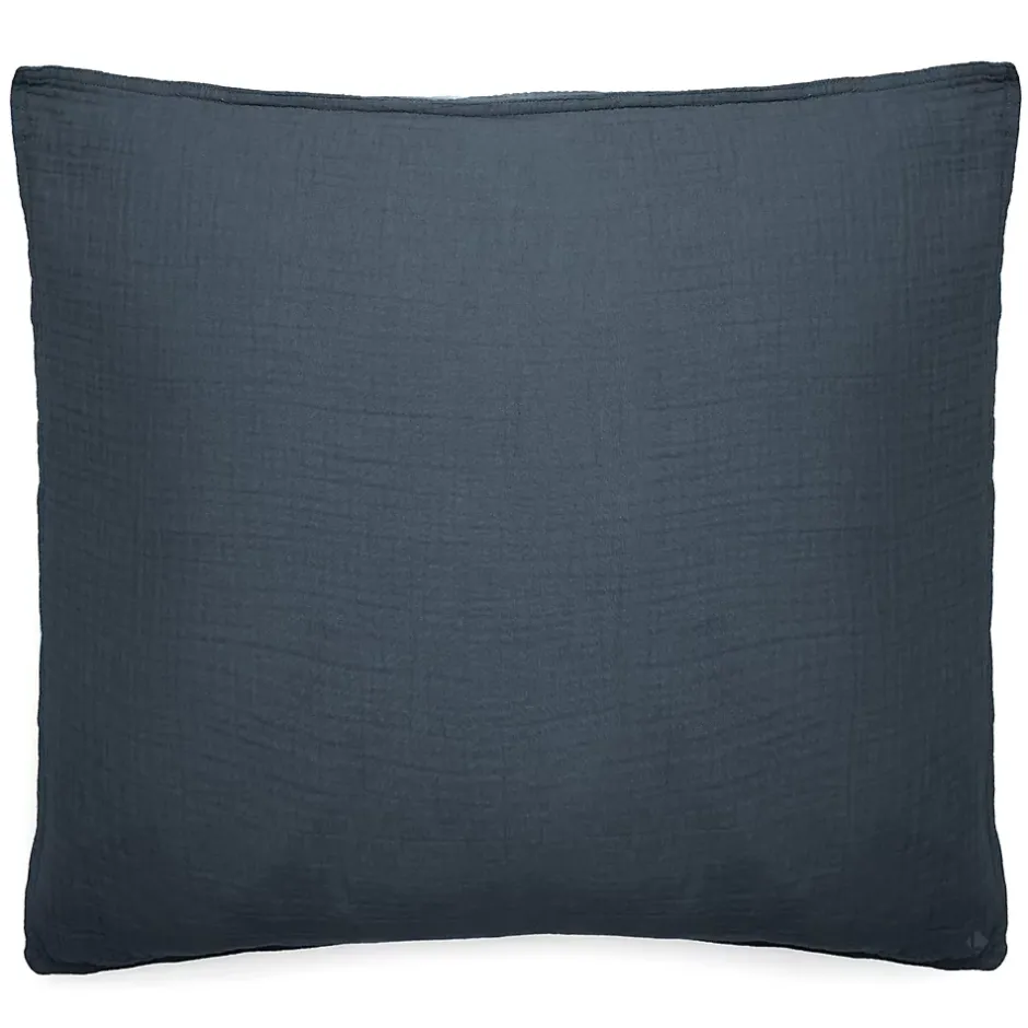 Linnea Taie d'oreiller 65x65 cm mousseline de coton MILOS noir granit Discount