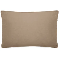 Linnea Taie d'oreiller 50x70 cm mousseline de coton MILOS marron camel