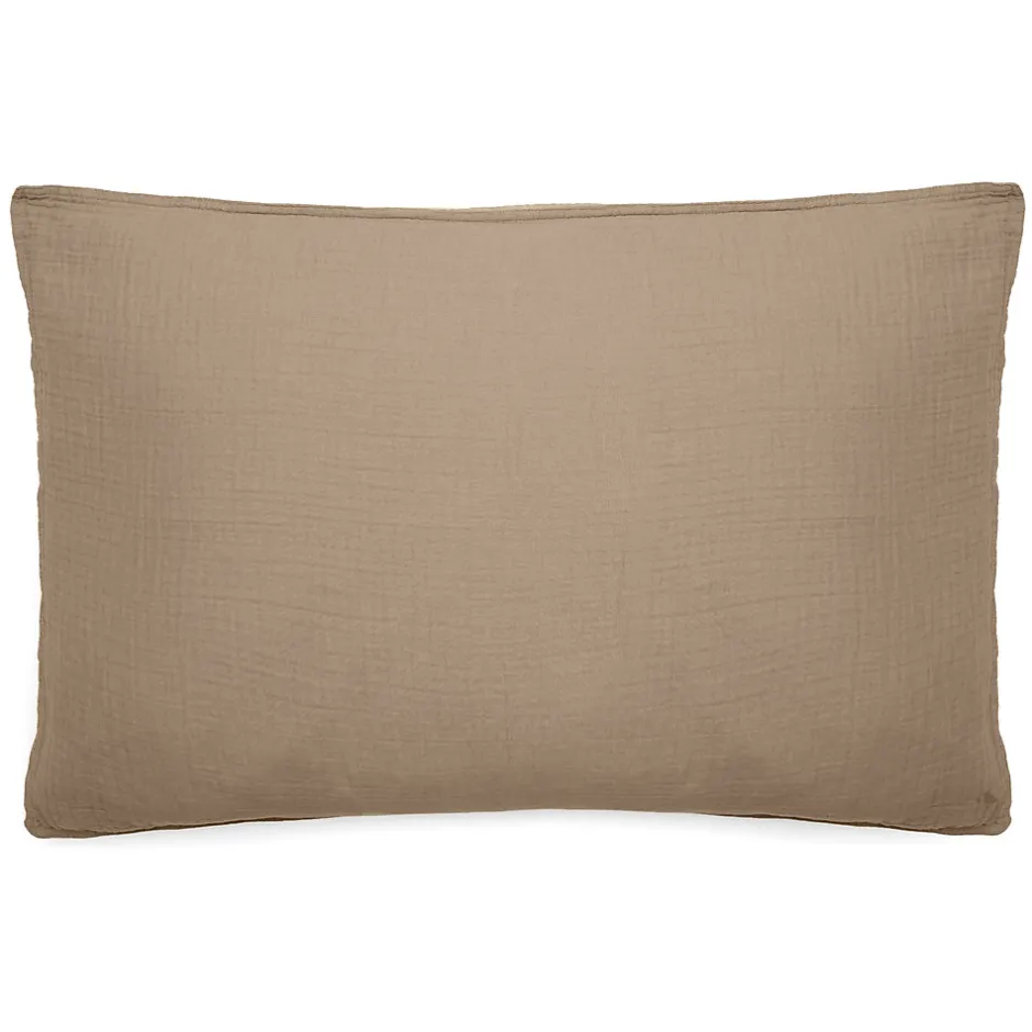 Linnea Taie d'oreiller 50x70 cm mousseline de coton MILOS marron camel