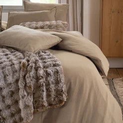 Linnea Taie d'oreiller 50x70 cm mousseline de coton MILOS marron camel