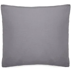 Linnea Taie d'oreiller 65x65 cm mousseline de coton MILOS gris cendre