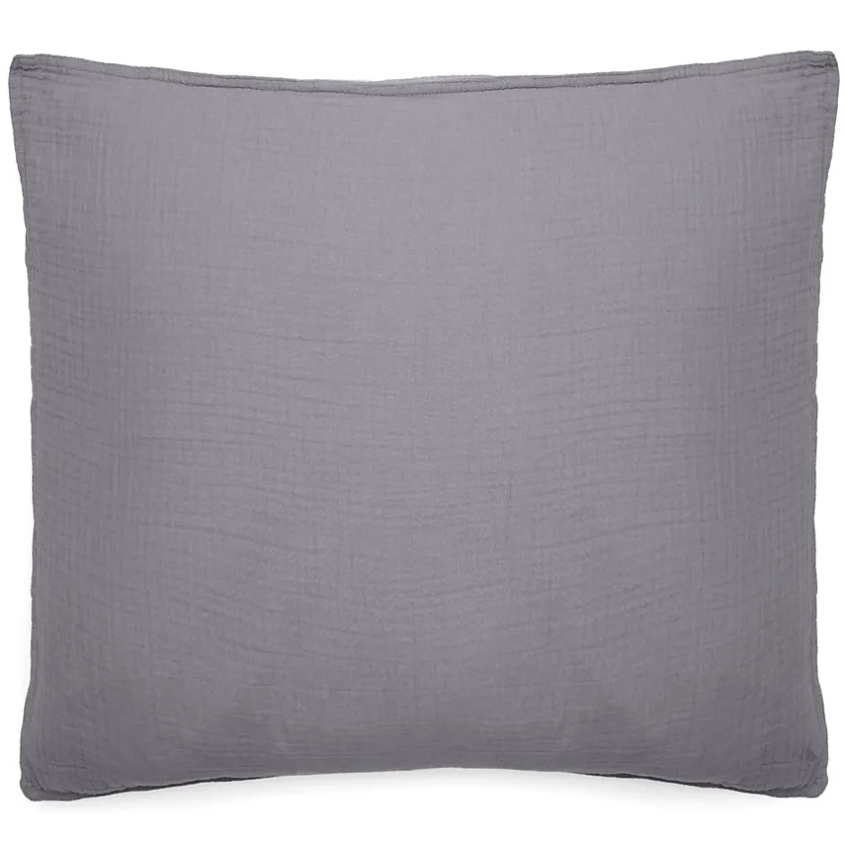 Linnea Taie d'oreiller 65x65 cm mousseline de coton MILOS gris cendre