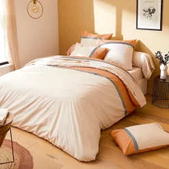 Linnea Taie d'oreiller 50x70 cm percale en coton MACASSAR Cognac
