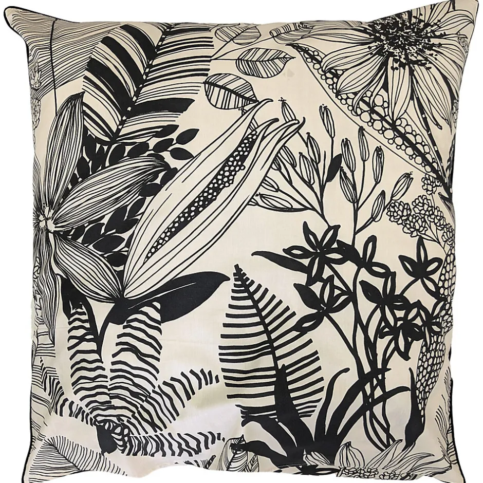 Linnea Taie d'oreiller 65x65 cm percale de coton ALBA beige/noir