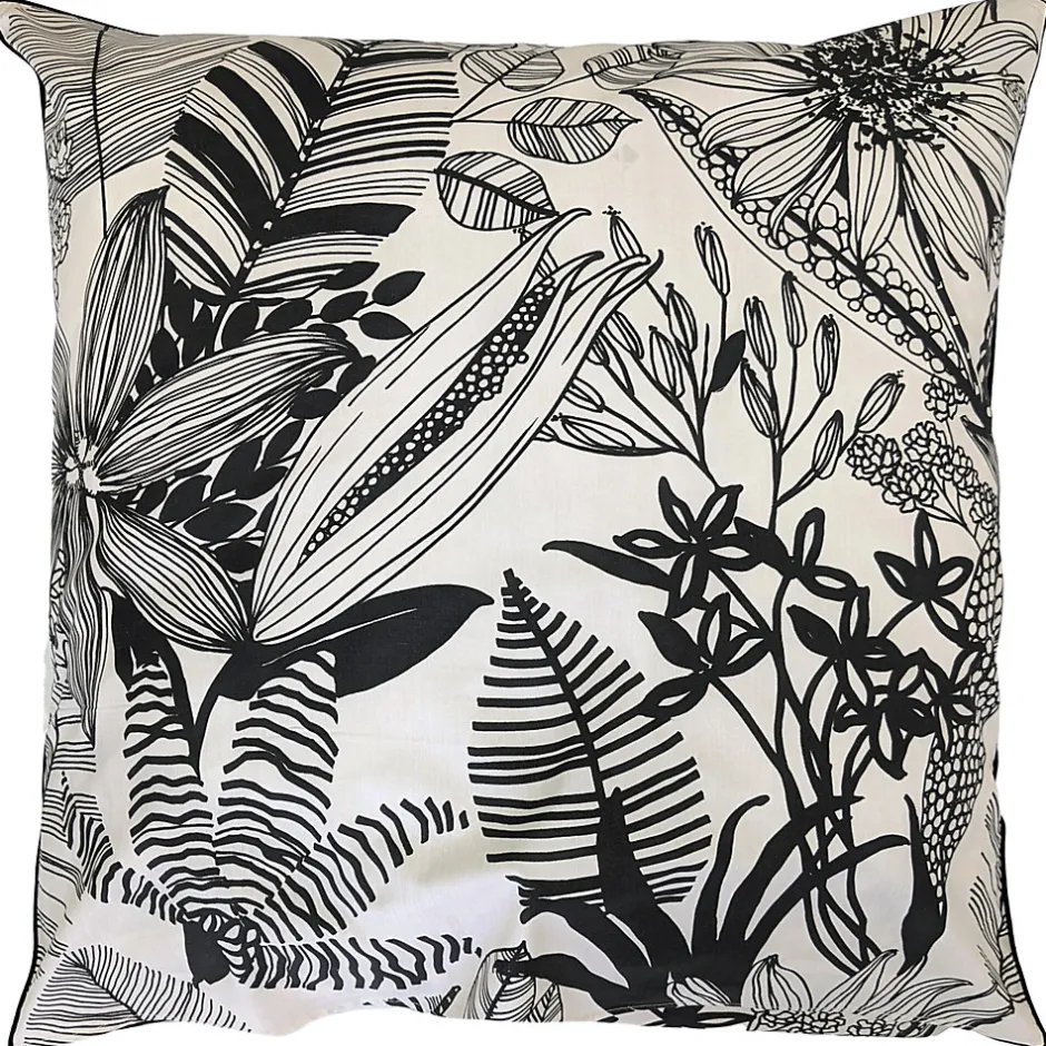Linnea Taie d'oreiller 65x65 cm percale de coton ALBA beige/noir