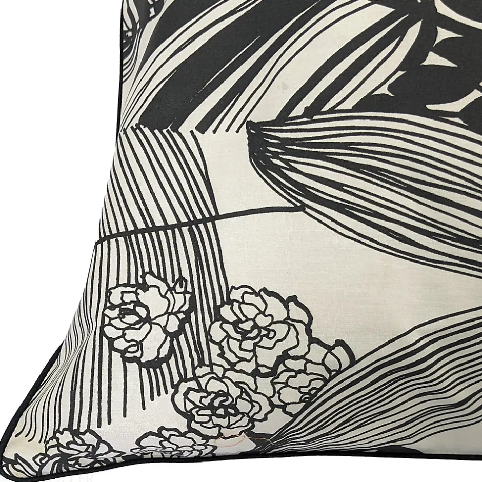 Linnea Taie d'oreiller 65x65 cm percale de coton ALBA beige/noir