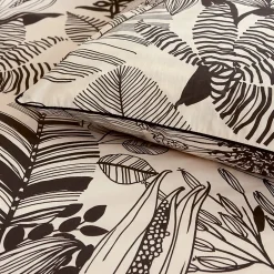 Linnea Taie d'oreiller 65x65 cm percale de coton ALBA beige/noir