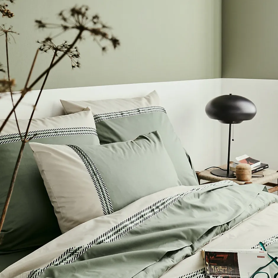 Linnea Taie d'oreiller 65x65 cm percale coton NOA vert Kaki