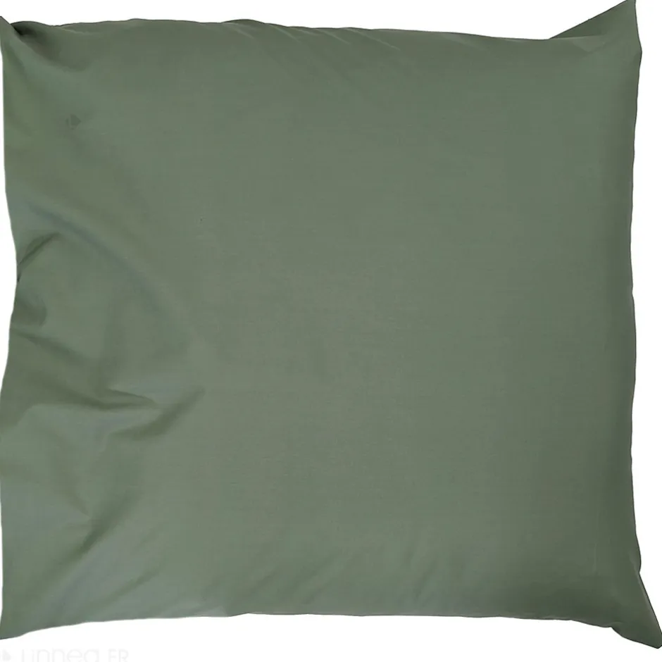 Linnea Taie d'oreiller 65x65 cm percale coton ALEX vert Kaki