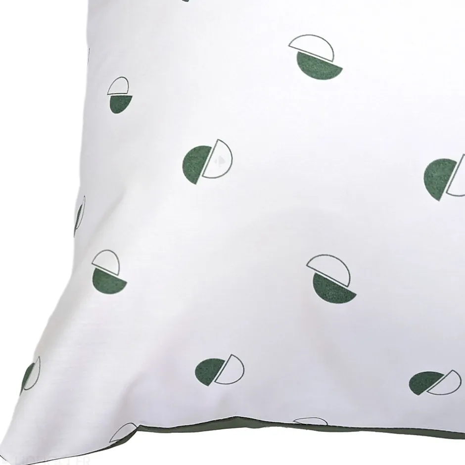 Linnea Taie d'oreiller 65x65 cm percale coton ALEX vert Kaki