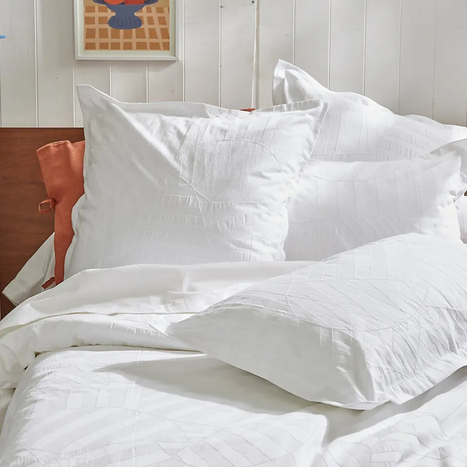 Linnea Taie d'oreiller 65x65 cm percale lavée ABSTRAIT Blanc