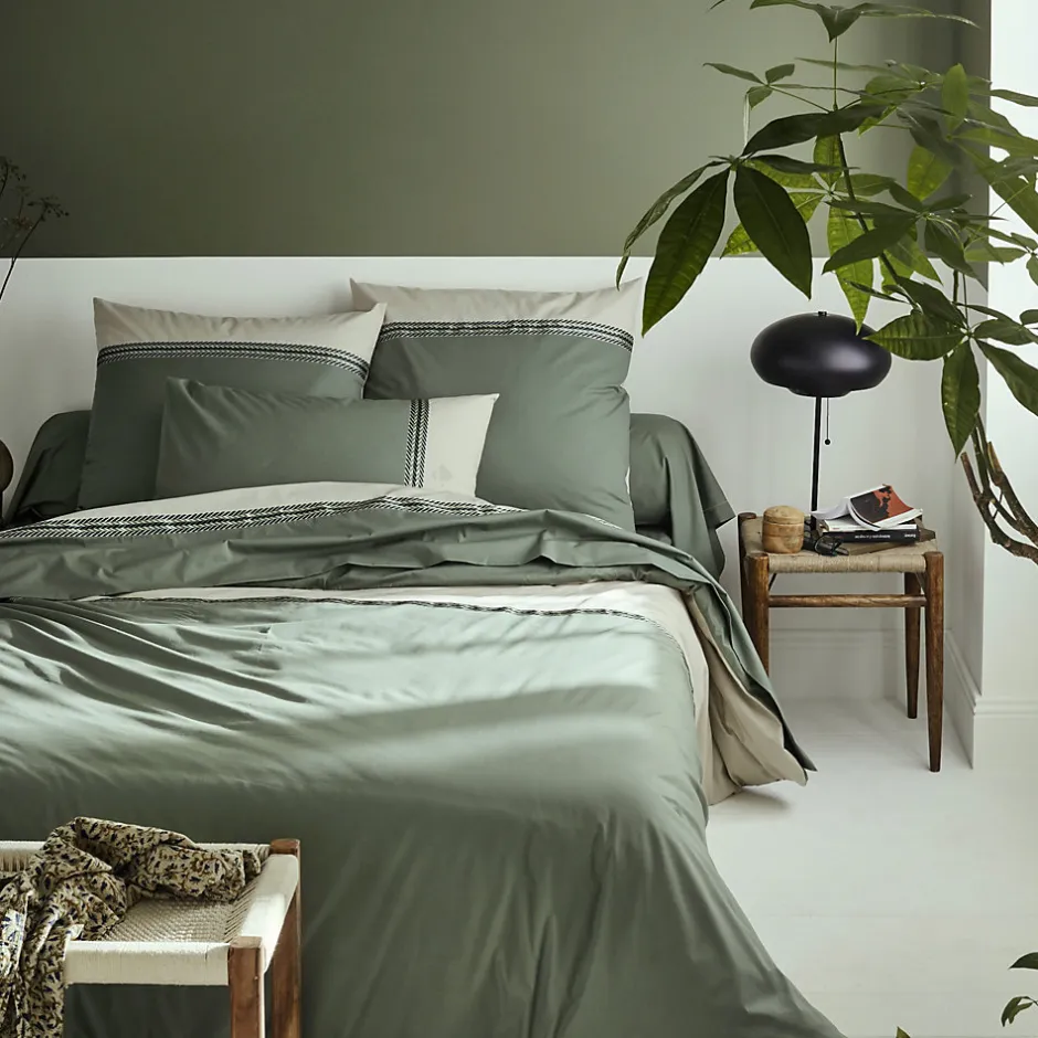 Linnea Taie d'oreiller 50x70 cm percale coton NOA vert Kaki