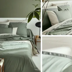 Linnea Taie d'oreiller 50x70 cm percale coton NOA vert Kaki