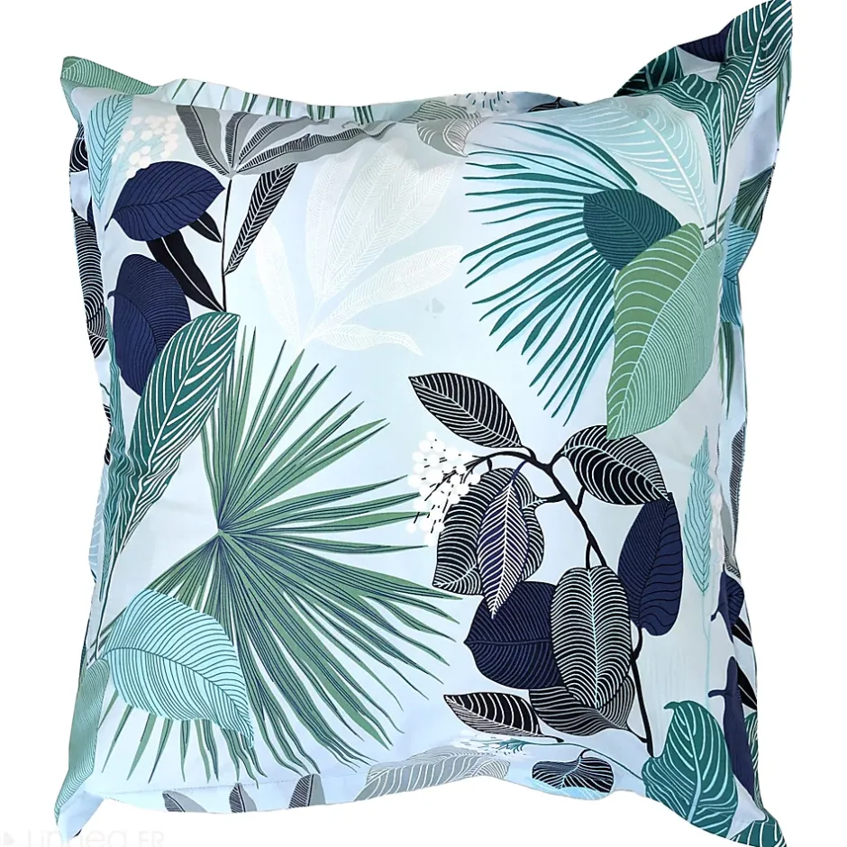 Linnea Taie d'oreiller 65x65 cm percale de coton MOOREA PACIFIC bleu/vert