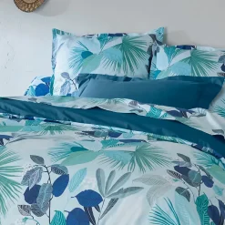 Linnea Taie d'oreiller 65x65 cm percale de coton MOOREA PACIFIC bleu/vert