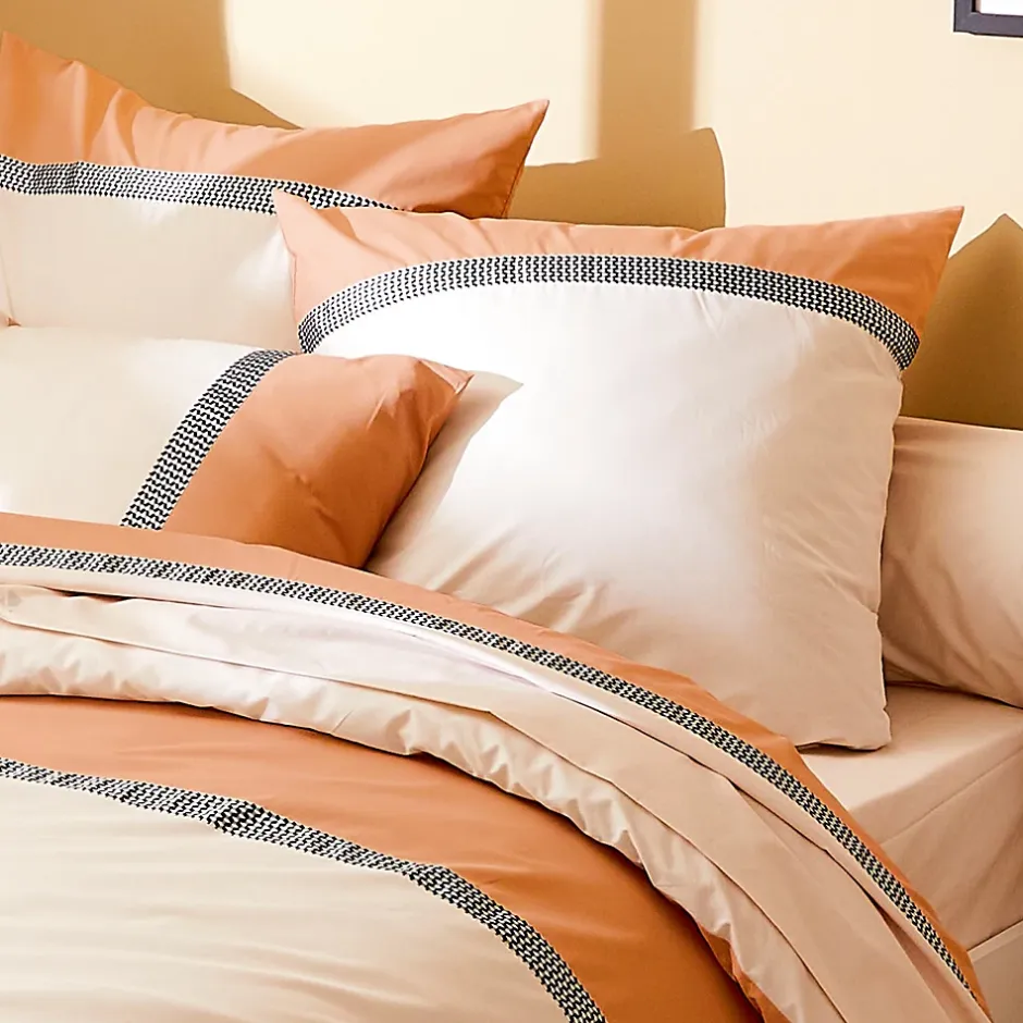 Linnea Taie d'oreiller 65x65 cm percale en coton MACASSAR Cognac New