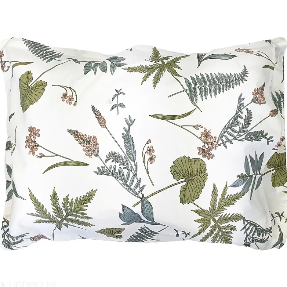 Linnea Taie d'oreiller 50x70 cm percale coton FÉÉRIE Blanc sauge