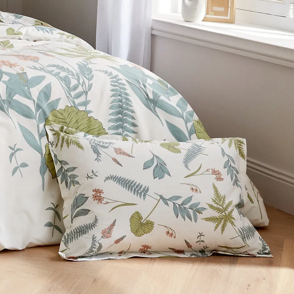 Linnea Taie d'oreiller 50x70 cm percale coton FÉÉRIE Blanc sauge