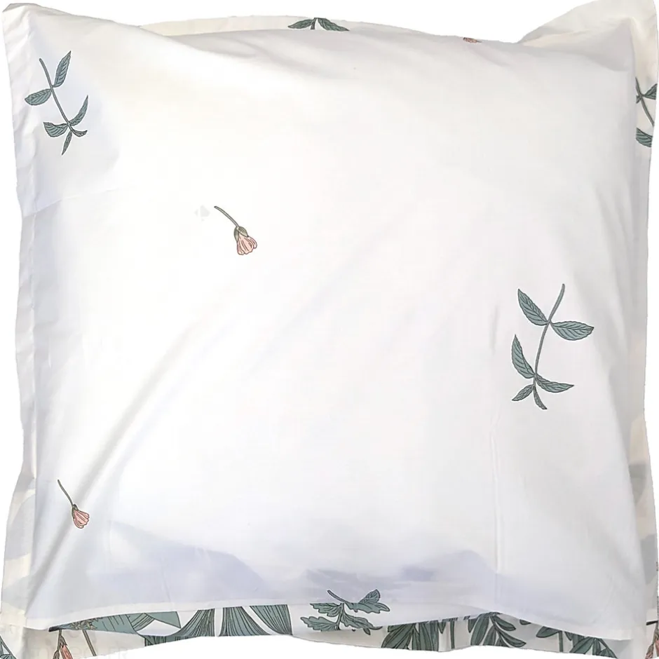 Linnea Taie d'oreiller 65x65 cm percale coton FÉÉRIE Blanc sauge