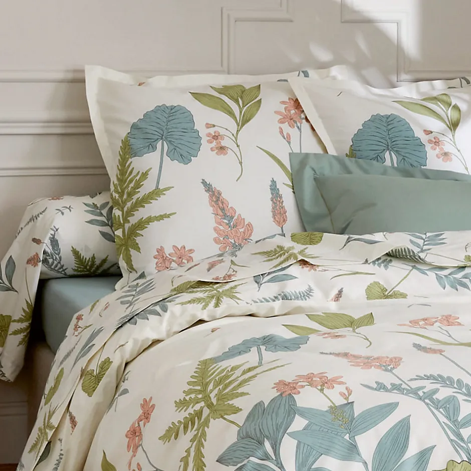 Linnea Taie d'oreiller 65x65 cm percale coton FÉÉRIE Blanc sauge